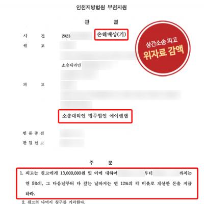 상간남소송 피고, 부정행위 있었지만 1,700만원 감액 성공